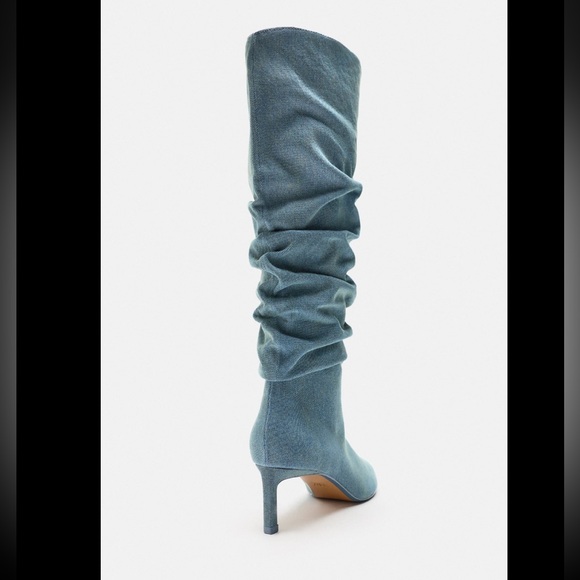 ZARA SLOUCHY DENIM BOOTS - Picture 8 of 16